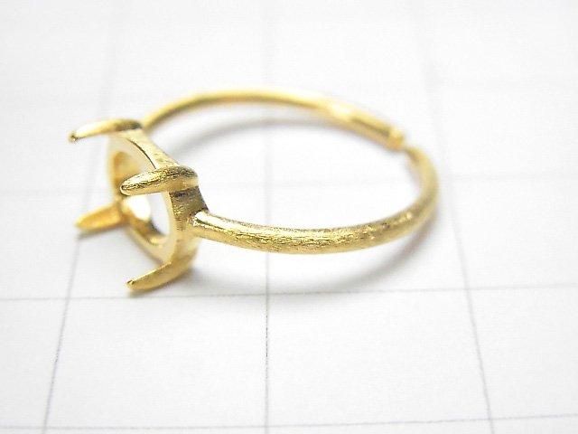 [Video] Silver925 Ring Frame (Prong Setting) Horizontal Oval 8x6mm Hairline 18KGP Free Size 1pc
