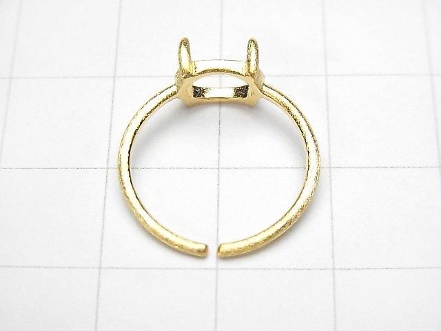 [Video] Silver925 Ring Frame (Prong Setting) Horizontal Oval 8x6mm Hairline 18KGP Free Size 1pc