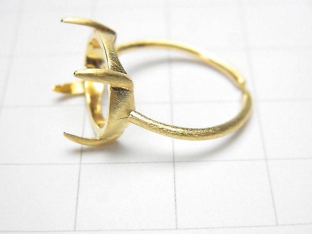 [Video] Silver925 Ring Frame (Prong Setting) Horizontal Oval 14x10mm Hairline 18KGP Free Size 1pc
