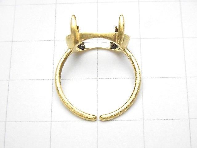 [Video] Silver925 Ring Frame (Prong Setting) Horizontal Oval 14x10mm Hairline 18KGP Free Size 1pc