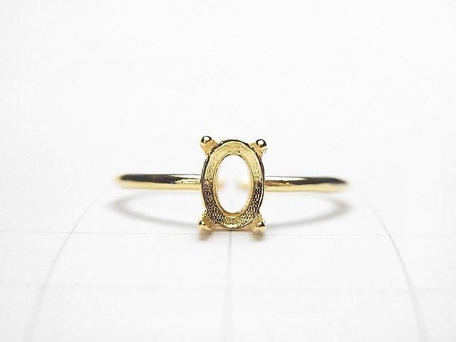 [Video] Silver925 Ring Frame (Prong Setting) Oval Faceted 6x4mm 18KGP Free Size 1pc