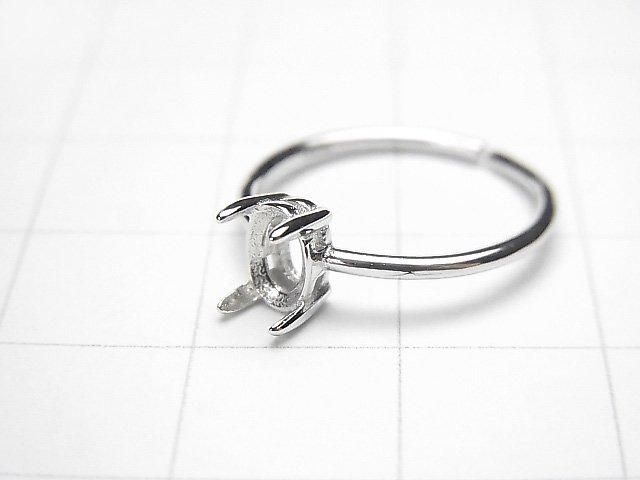 [Video] Silver925 Ring Frame (Prong Setting) Oval Faceted 6x4mm Rhodium Plated One Size Fits All 1pc