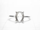 [Video] Silver925 Ring Frame (Prong Setting) Oval Faceted 8x6mm Rhodium Plated One Size Fits All 1pc