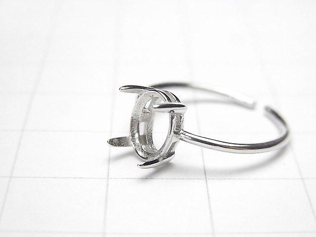 [Video] Silver925 Ring Frame (Prong Setting) Oval Faceted 8x6mm Rhodium Plated One Size Fits All 1pc
