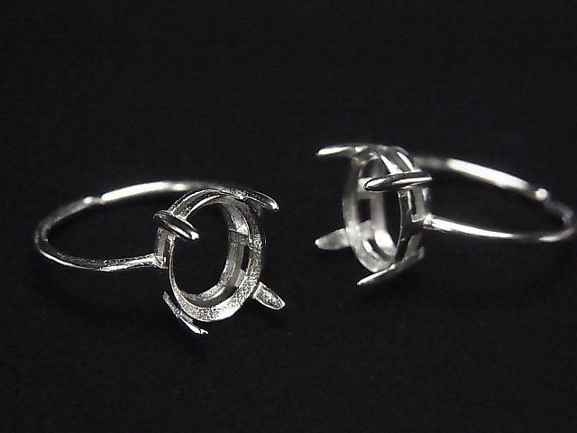 [Video] Silver925 Ring Frame (Prong Setting) Oval Faceted 10x8mm Rhodium Plated One Size Fits All 1pc