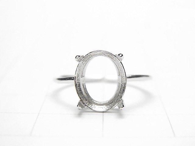 [Video] Silver925 Ring Frame (Prong Setting) Oval Faceted 10x8mm Rhodium Plated One Size Fits All 1pc