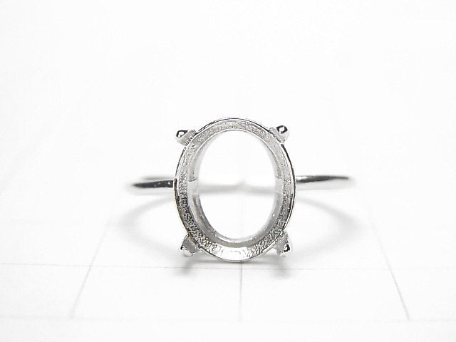 [Video] Silver925 Ring Frame (Prong Setting) Oval Faceted 10x8mm Rhodium Plated Free Size 1pc