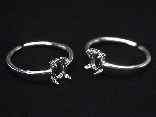 [Video] Silver925 Ring Frame (Prong Setting) Oval 6x4mm No Coating Free Size 1pc