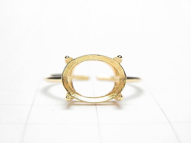[Video] Silver925 Ring Frame (Prong Setting) Sideways Oval Faceted 10x8mm 18KGP Free Size 1pc