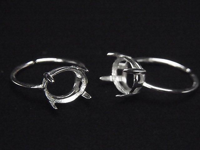 [Video] Silver925 Ring Frame (Prong Setting) Horizontal Oval Faceted 10x8mm Rhodium Plated One Size Fits All 1pc