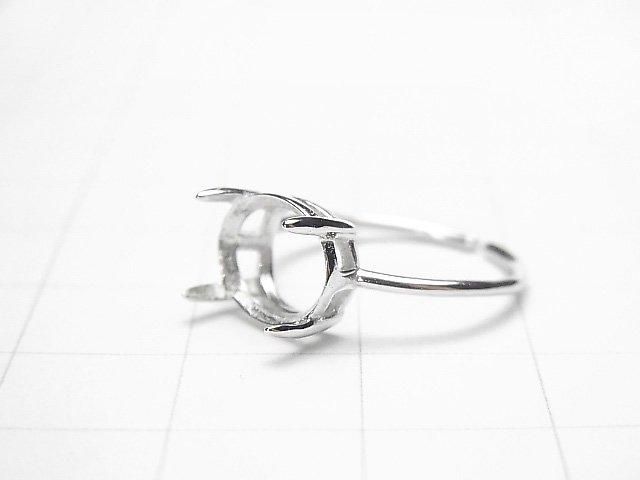 [Video] Silver925 Ring Frame (Prong Setting) Horizontal Oval Faceted 10x8mm Rhodium Plated One Size Fits All 1pc