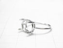 [Video] Silver925 Ring Frame (Prong Setting) Horizontal Oval Faceted 10x8mm Rhodium Plated Free Size 1pc