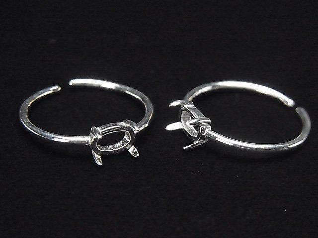 [Video] Silver925 Ring Frame (Prong Setting) Horizontal Oval 6x4mm No Coating Free Size 1pc