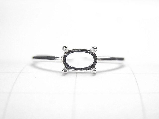 [Video] Silver925 Ring Frame (Prong Setting) Horizontal Oval 6x4mm No Coating Free Size 1pc