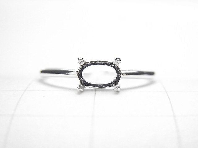 [Video]Silver925 Ring Frame (Prong Setting) Horizontal Oval 6x4mm No coating Free size 1pc