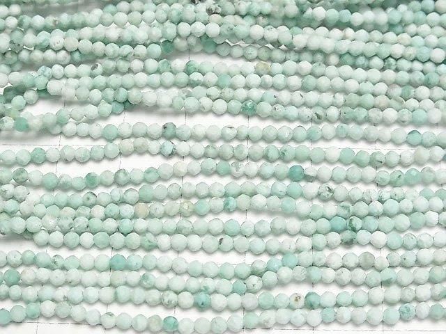 [Video]High Quality! Peruvian Chrysocolla Faceted Round 2mm 1strand beads (aprx.15inch/36cm)