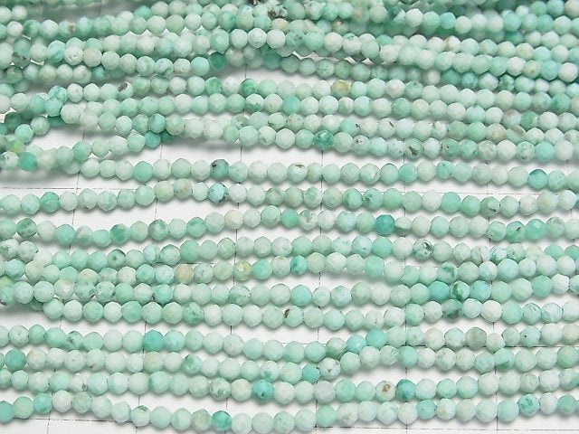 [Video] High Quality! Peru Chrysocolla Faceted Round 2mm 1strand beads (aprx.15inch / 38cm)