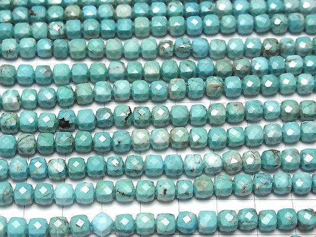 [Video] High Quality! Magnesite Turquoise Cube Shape 5x5x5mm 1strand beads (aprx.15inch / 37cm)