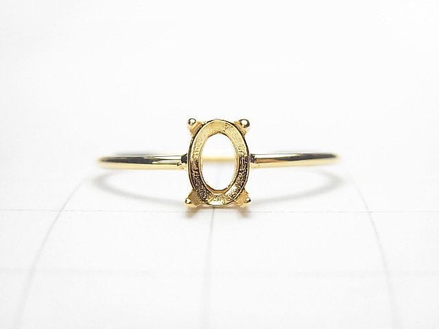 [Video]Silver925 Ring Frame (Prong Setting)Oval Faceted 6x4mm 18KGP 1pc