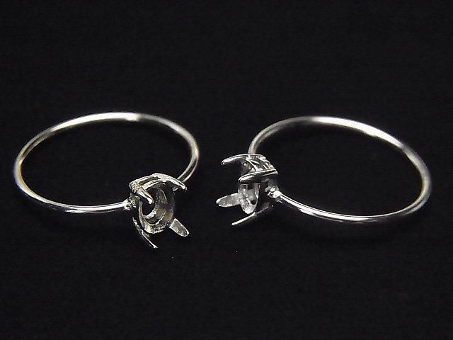 [Video] Silver925 Ring Frame (Prong Setting) Oval Faceted 6x4mm Rhodium Plated 1pc