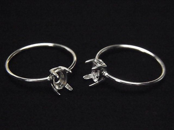[Video]Silver925 Ring Frame (Prong Setting)Oval Faceted 6x4mm Rhodium Plated 1pc