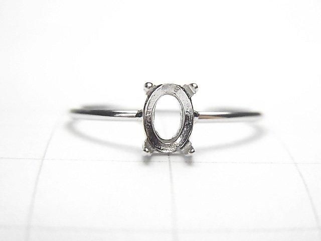 [Video] Silver925 Ring Frame (Prong Setting) Oval Faceted 6x4mm Rhodium Plated 1pc
