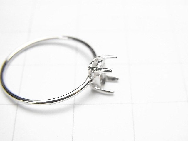 [Video]Silver925 Ring Frame (Prong Setting)Oval Faceted 6x4mm Rhodium Plated 1pc