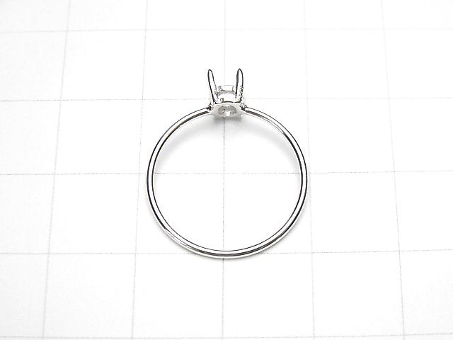 [Video] Silver925 Ring Frame (Prong Setting) Oval Faceted 6x4mm Rhodium Plated 1pc