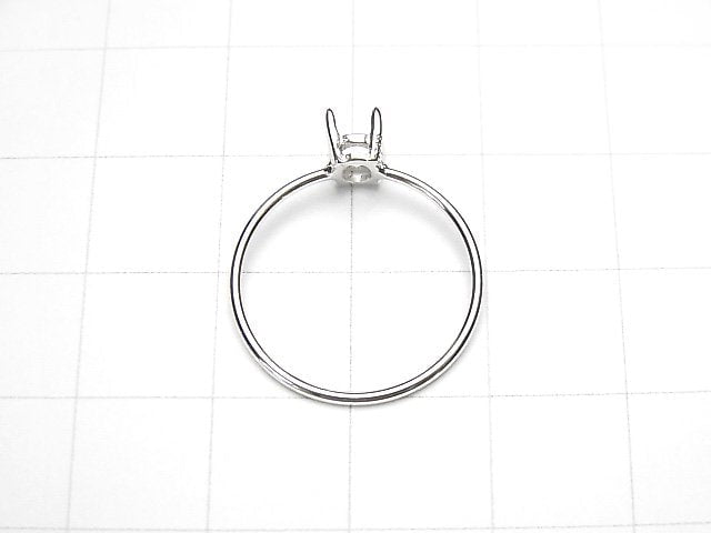 [Video]Silver925 Ring Frame (Prong Setting)Oval Faceted 6x4mm Rhodium Plated 1pc