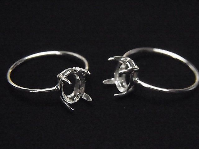 [Video] Silver925 Ring Frame (Prong Setting) Oval Faceted 8x6mm Rhodium Plated 1pc