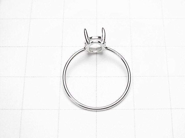 [Video] Silver925 Ring Frame (Prong Setting) Oval Faceted 8x6mm Rhodium Plated 1pc