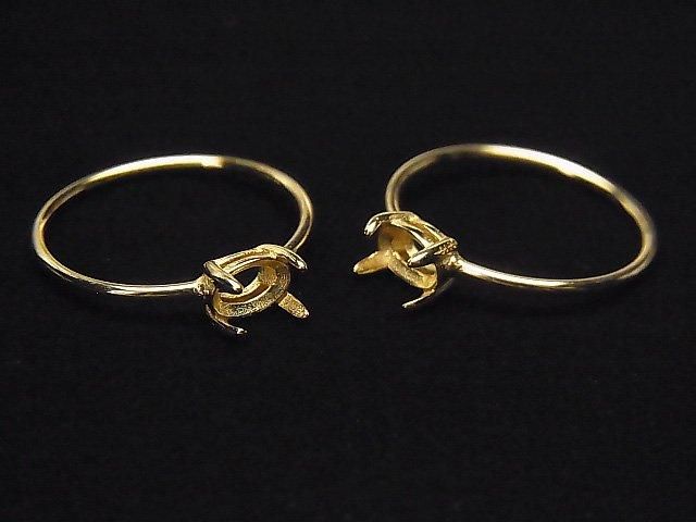 [Video] Silver925 Ring Frame (Prong Setting) Sideways Oval Faceted 6x4mm 18KGP 1pc