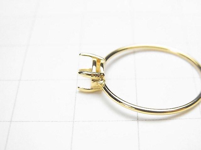 [Video] Silver925 Ring Frame (Prong Setting) Sideways Oval Faceted 6x4mm 18KGP 1pc