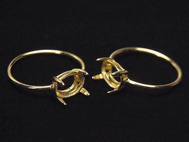 [Video] Silver925 Ring Frame (Prong Setting) Sideways Oval Faceted 8x6mm 18KGP 1pc