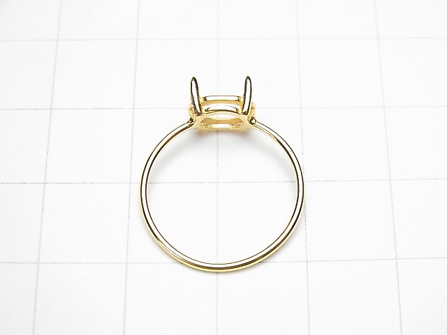 [Video] Silver925 Ring Frame (Prong Setting) Sideways Oval Faceted 8x6mm 18KGP 1pc