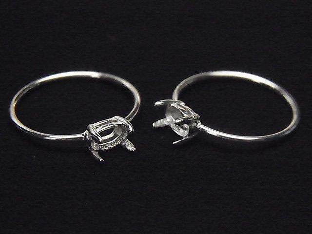 [Video] Silver925 Ring Frame (Prong Setting) Sideways Oval Faceted 6x4mm Rhodium Plated 1pc