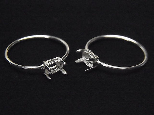 [Video]Silver925 Ring Frame (Prong Setting) Horizontal Oval Faceted 6x4mm Rhodium Plated 1pc