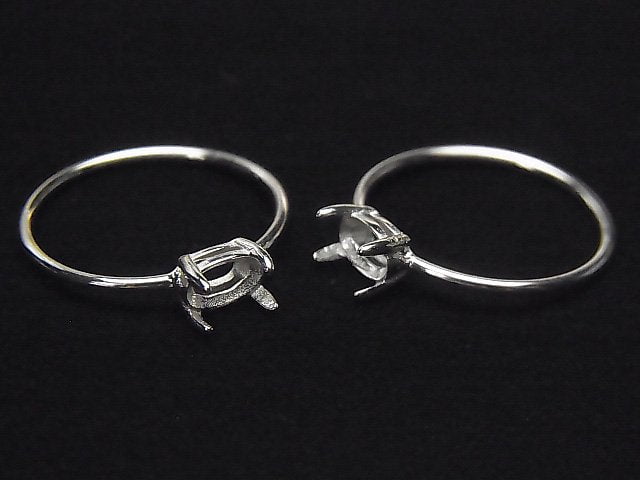 [Video]Silver925 Ring Frame (Prong Setting) Horizontal Oval Faceted 6x4mm Rhodium Plated 1pc