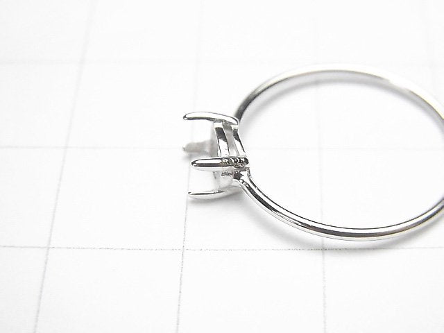 [Video] Silver925 Ring Frame (Prong Setting) Sideways Oval Faceted 6x4mm Rhodium Plated 1pc