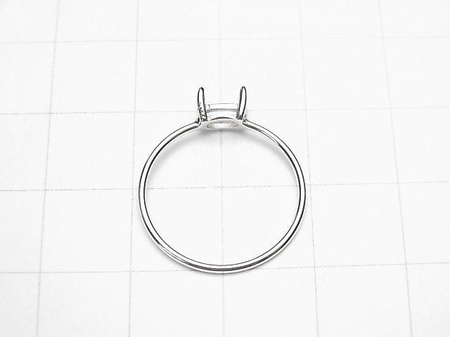[Video] Silver925 Ring Frame (Prong Setting) Sideways Oval Faceted 6x4mm Rhodium Plated 1pc