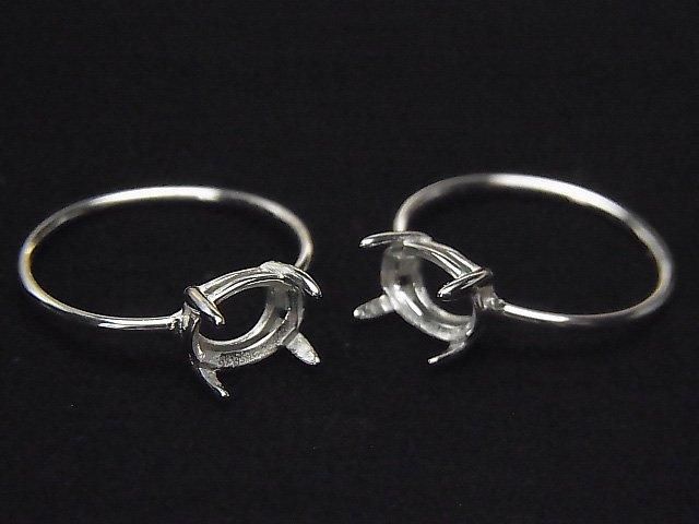 [Video] Silver925 Ring Frame (Prong Setting) Sideways Oval Faceted 8x6mm Rhodium Plated 1pc