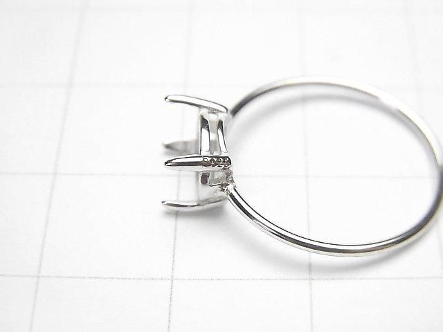 [Video] Silver925 Ring Frame (Prong Setting) Sideways Oval Faceted 8x6mm Rhodium Plated 1pc