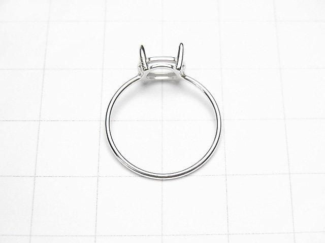 [Video] Silver925 Ring Frame (Prong Setting) Sideways Oval Faceted 8x6mm Rhodium Plated 1pc