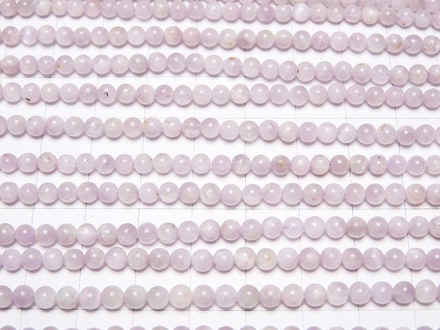 [Video] Nigeria Kunzite AA Round 4mm 1strand beads (aprx.15inch / 37cm)
