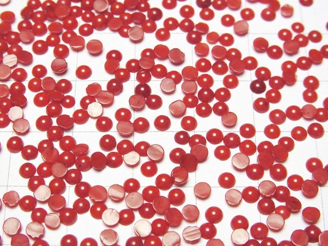 [Video] Red Coral (Dyed) Round Cabochon 3x3mm 20pcs