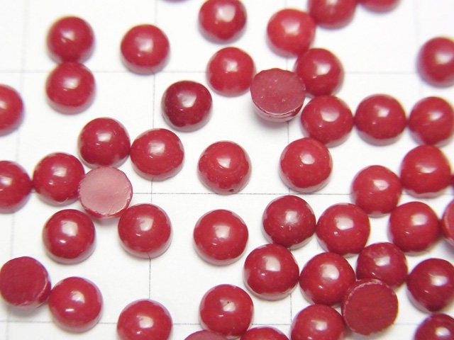 [Video] Red Coral (Dyed) Round Cabochon 4x4mm 10pcs