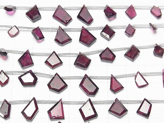 [Video] High Quality Rhodolite Garnet AAA- Rough Slice Faceted 1strand (9pcs)