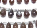 [Video] High Quality Brown Moonstone AAA- Drop Faceted Briolette 1strand beads (aprx.7inch / 18cm)