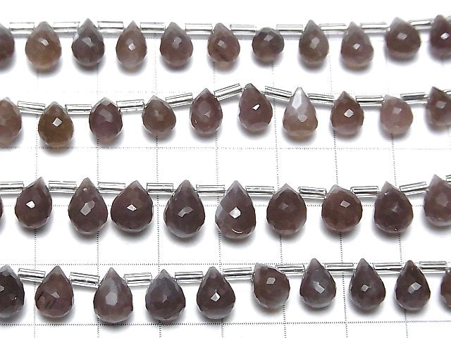 [Video] High Quality Brown Moonstone AAA- Drop Faceted Briolette 1strand beads (aprx.7inch / 18cm)