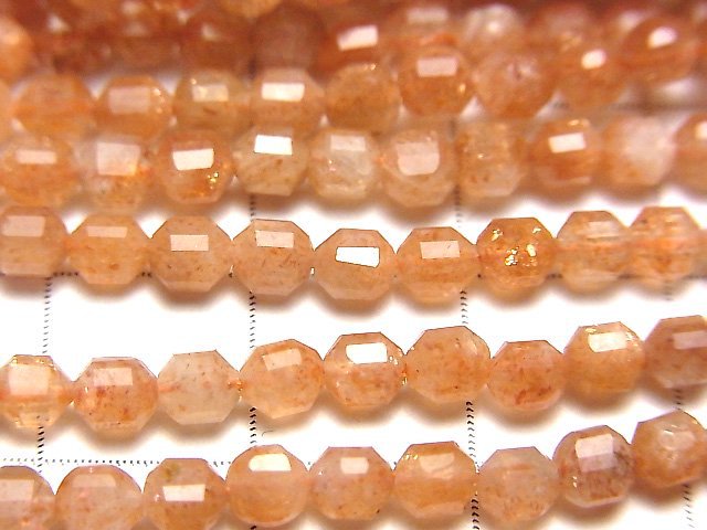 [Video] High Quality! Sunstone AA+ Double Point Faceted Tube 4x4mm 1strand beads (aprx.15inch / 37cm)